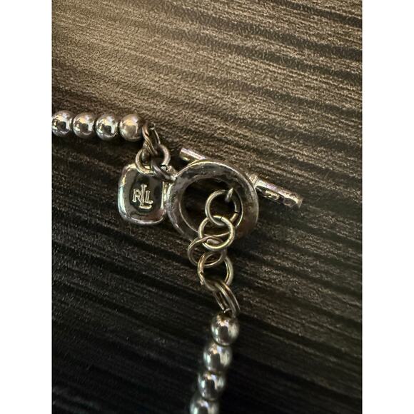 6/$25 Lauren Ralph Lauren Silver Beaded Toggle Clasp Bracelet - Picture 2 of 3